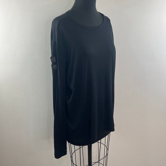 Nani Bon Black Top Stretch Crew Neck Drop Shoulder Classic Pullover Tee Size XXL - Picture 4 of 10